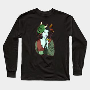 Devil Girl Zombie Gisha Long Sleeve T-Shirt